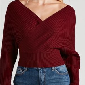 Stylish Open Back Burgundy Ribbed Sweater - Trendy Fall Fashion